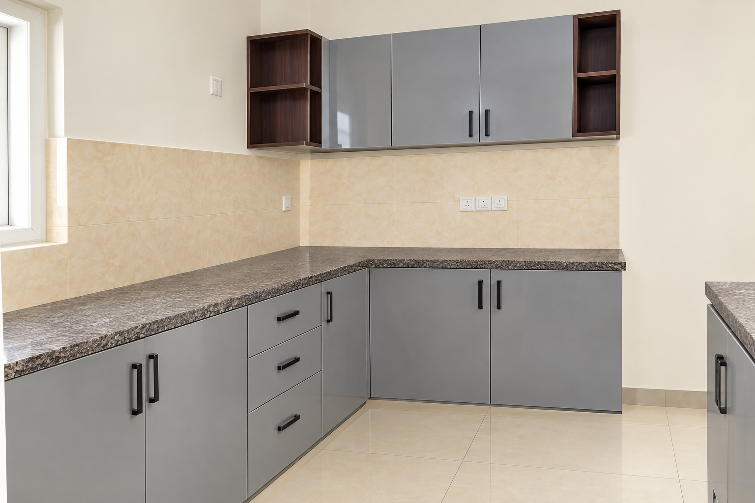 L shape kitchen